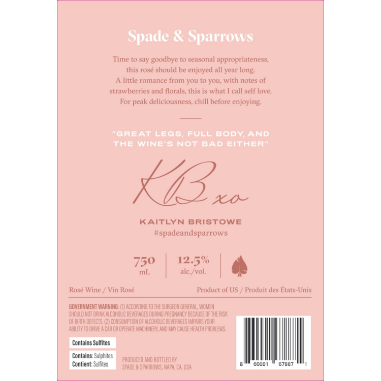 Spade & Sparrows Rose Wine California 2020 - 750ML