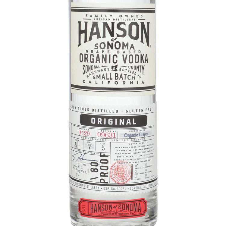 Hanson Of Sonoma Vodka Original Small Batch 80 - 1.0L - Front Label