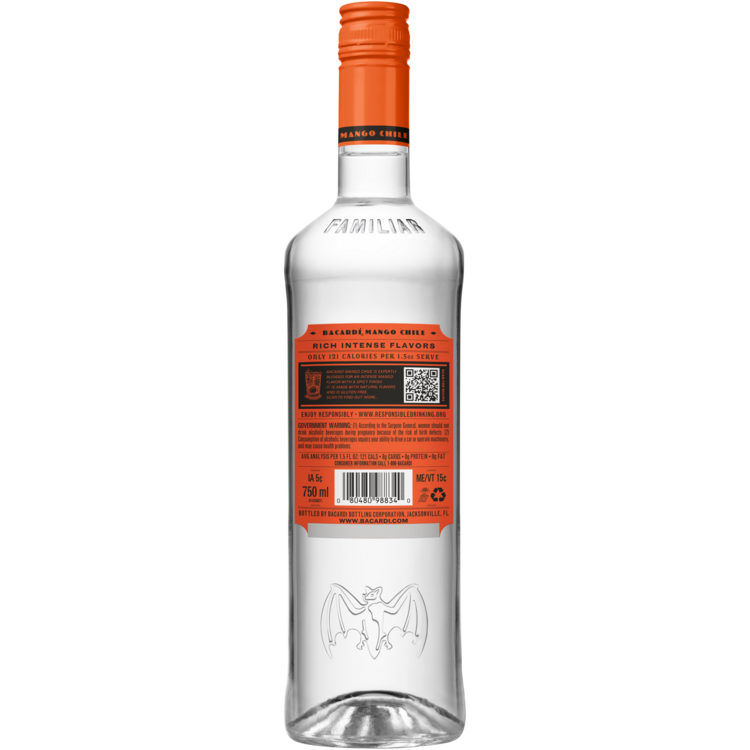 Bacardi Mango Chile Flavored Rum 70 W/ Tajin - 750ML - Back