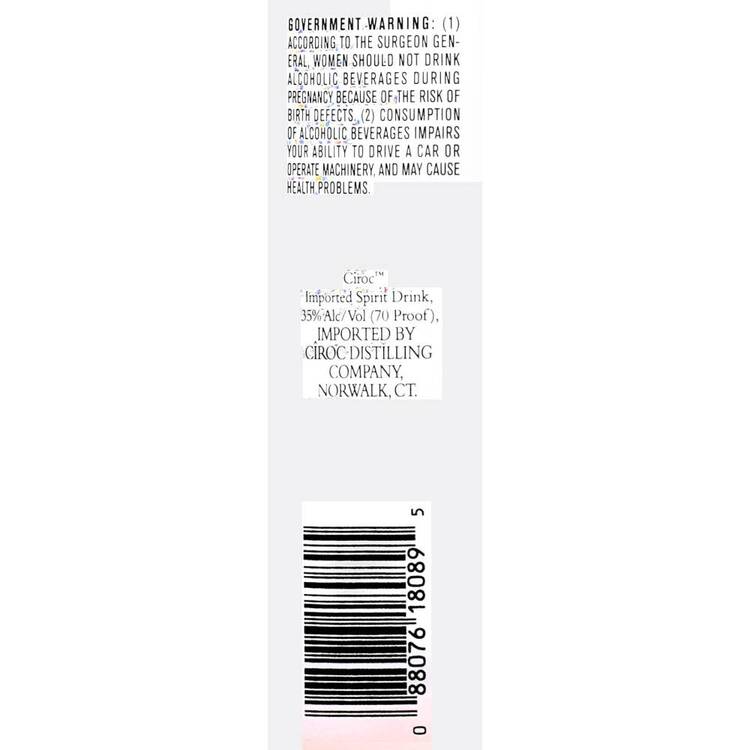 Ciroc Mango Flavored Vodka 70 - 1.75L - Back Label