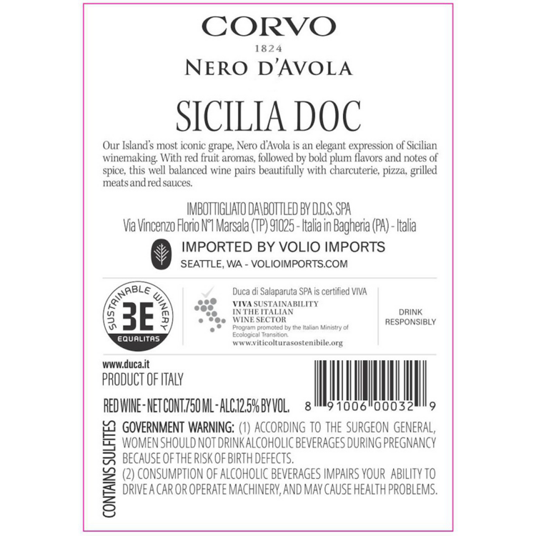 Corvo Nero D'Avola Sicilia - 750ML