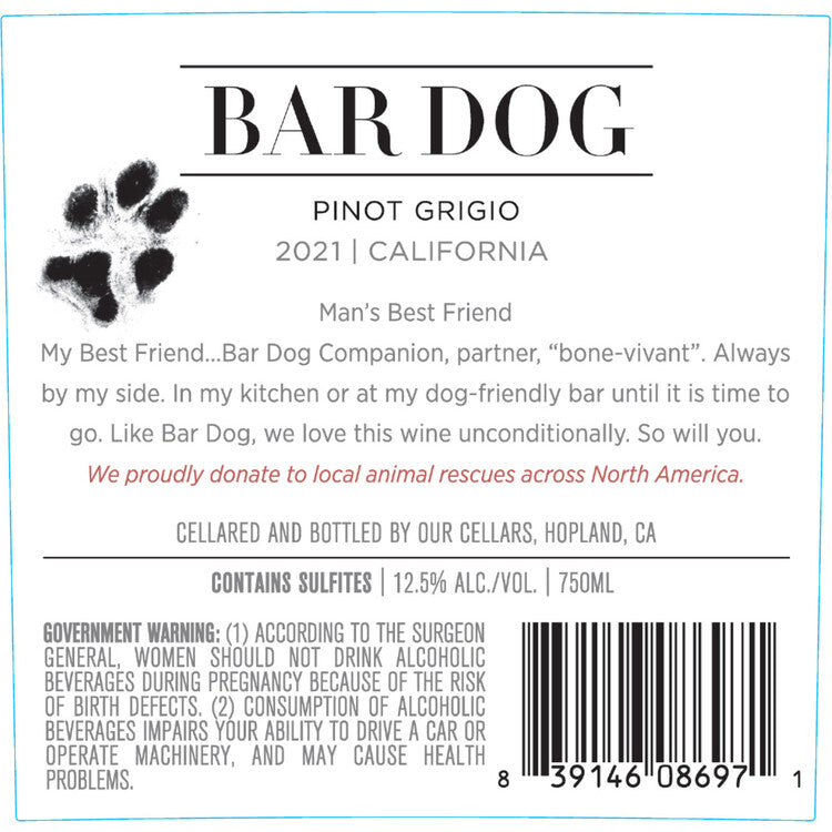 Bar Dog Pinot Grigio California 2022 - 750ML