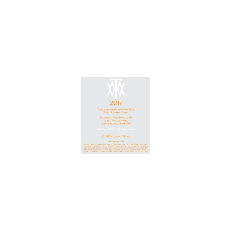 Matt Taylor Wines Pinot Noir Komorebi Vineyard Sonoma Coast 2017 - 750ML