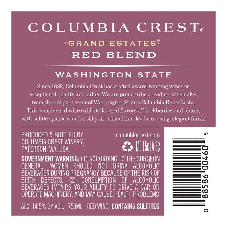 Columbia Crest Red Wine Grand Estates Washington - 750ML