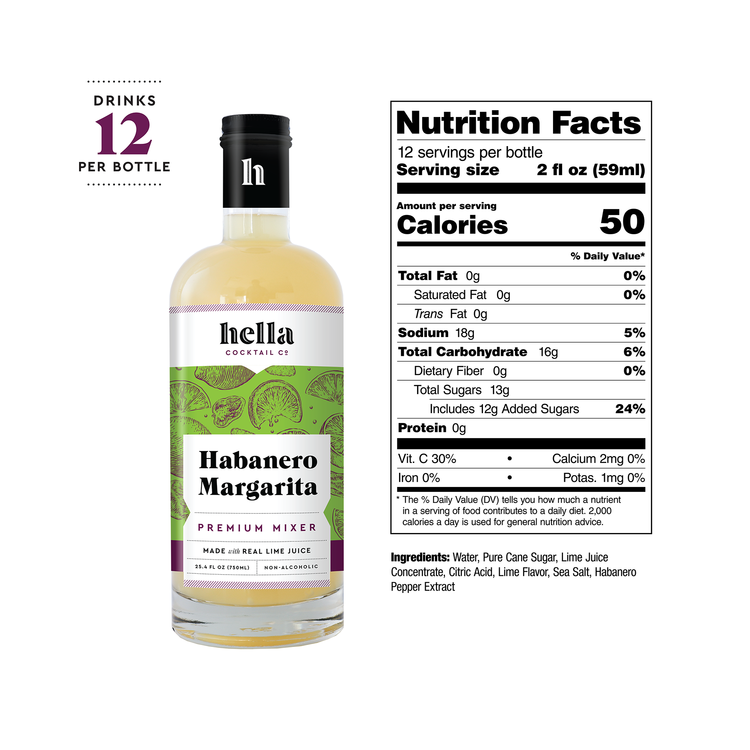 Hella Cocktail Co. Habanero Margarita Mix - 750ML - Back Label