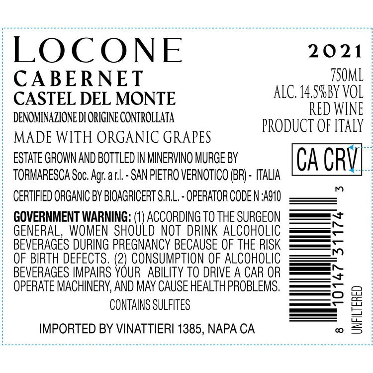 Tenuta Bocca Di Lupo Cabernet Sauvignon Locone Castel Del Monte 2022 - 750ML