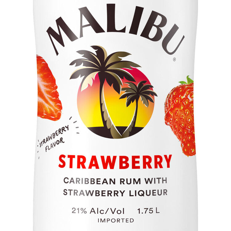 Malibu Strawberry Flavored Rum 42 - 1.75L - Front Label