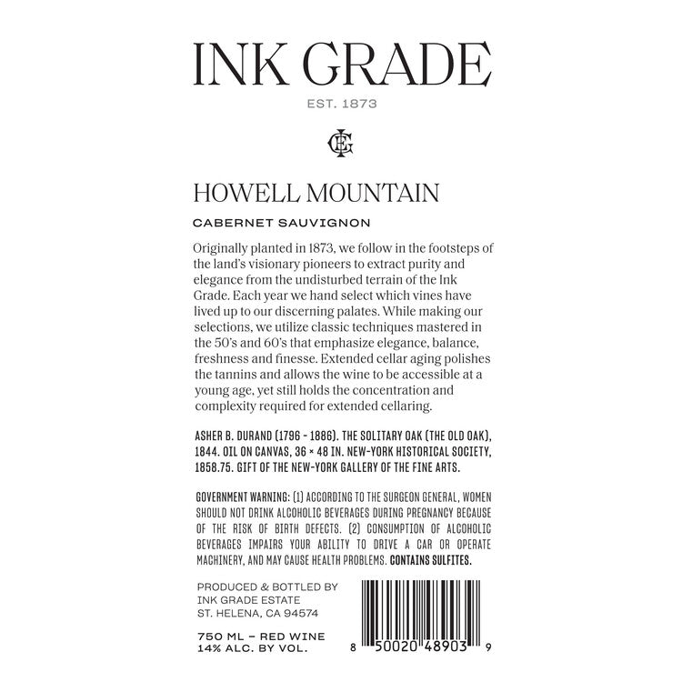 Ink Grade Cabernet Sauvignon Howell Mountain 2018 Wood Box - 750ML