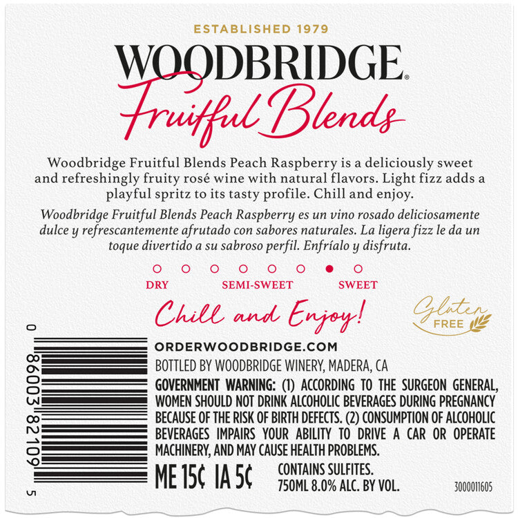 Woodbridge Fruitful Blends Peach Raspberry Rose - 750ML