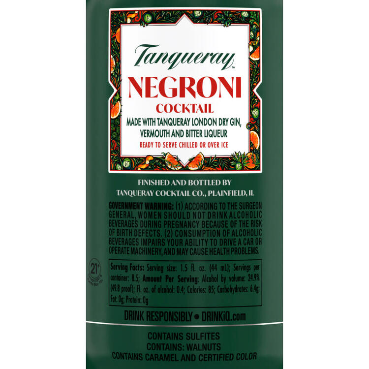 Tanqueray Cocktail Negroni Collection 49.8 - 375ML - Back Label