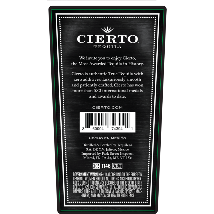 Cierto Tequila Anejo Private Collection 80 - 750ML