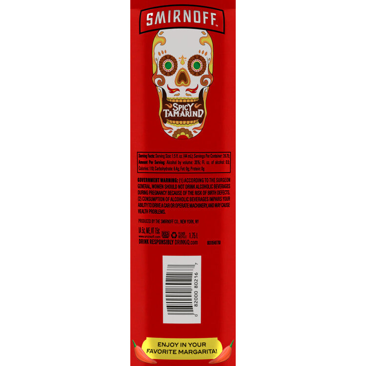 Smirnoff Spicy Tamarind Flavored Vodka 70 - 1.75L - Back Label