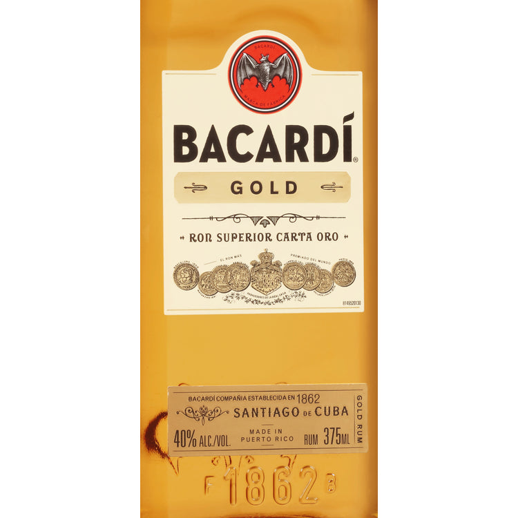 Bacardi Gold Rum 80 - 375ML - Front Label