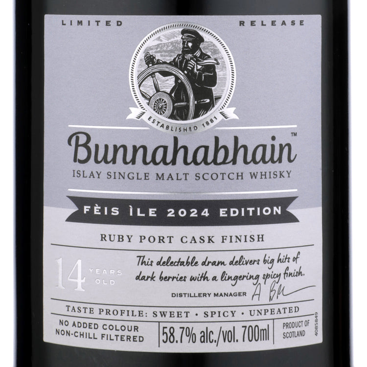 Bunnahabhain Single Malt Scotch Feis Ile 2024 Edition Ruby Port Cask F - 700ML - Front Label