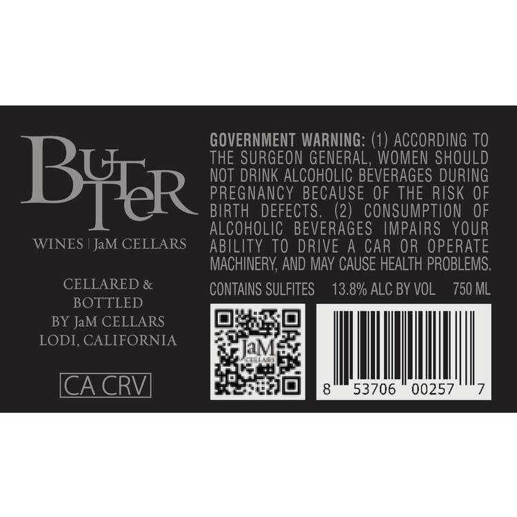 Butter Pinot Noir California - 750ML - Back Label