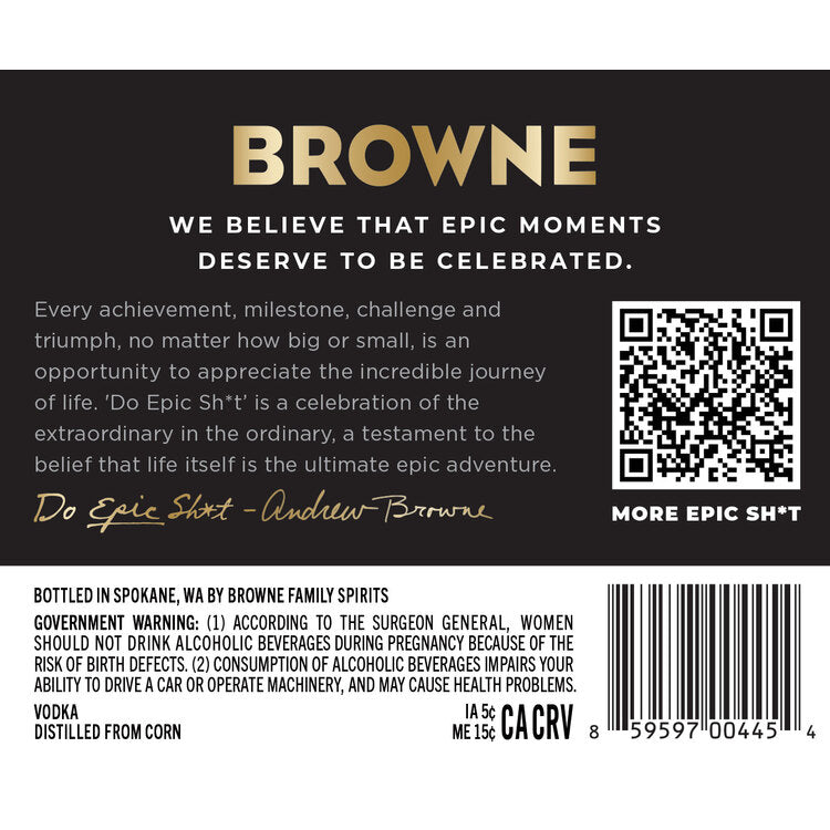 Do Epic Sh*T. Vodka 80 - 750ML - Back Label