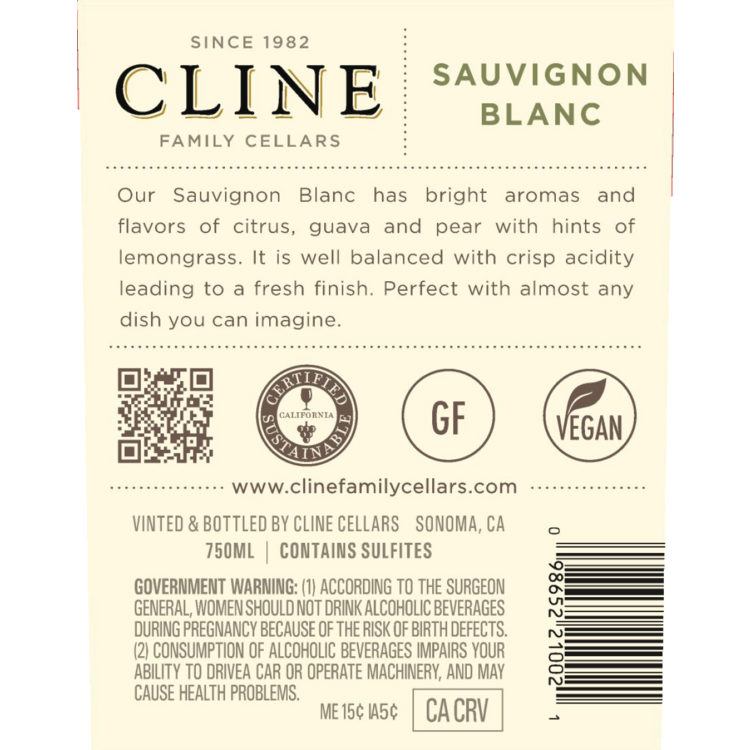 Cline Sauvignon Blanc North Coast 2023 - 750ML