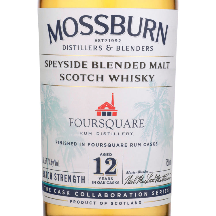 Mossburn Blended Malt Scotch Batch Strength Finished In Foursquare Rum - 750ML - Front Label
