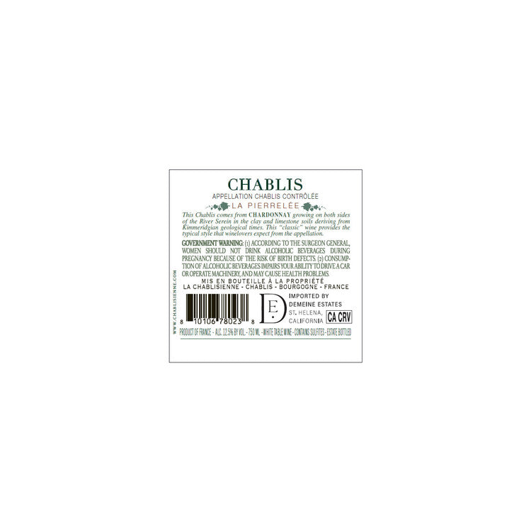 La Chablisienne Chablis La Pierrelee 2022 - 750ML