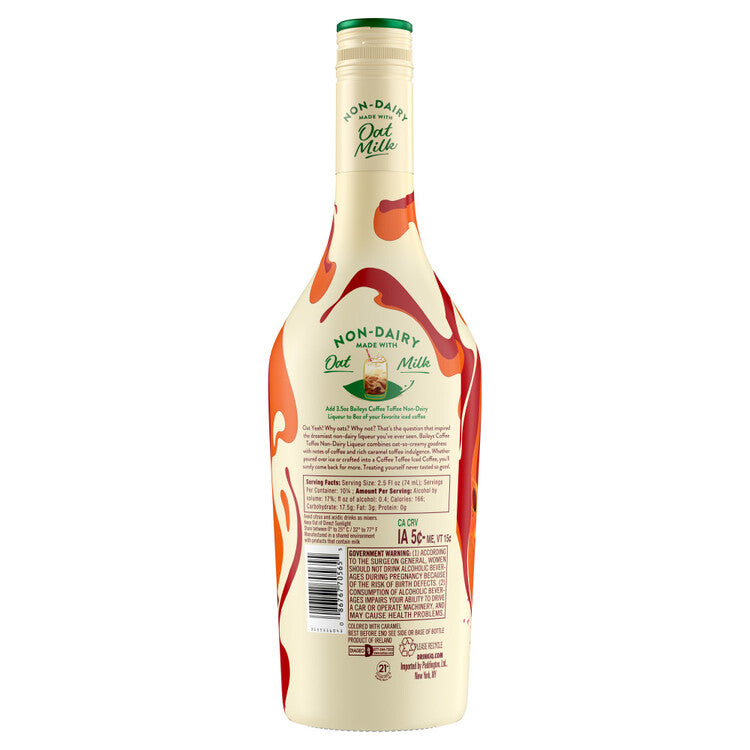 Baileys Cream Liqueur Coffee Toffee Non-Dairy Made With Oat Milk 34 - 750ML