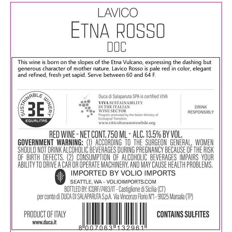 Duca Di Salaparuta Nerello Mascalese Lavico Terre Siciliane 2021 - 750ML