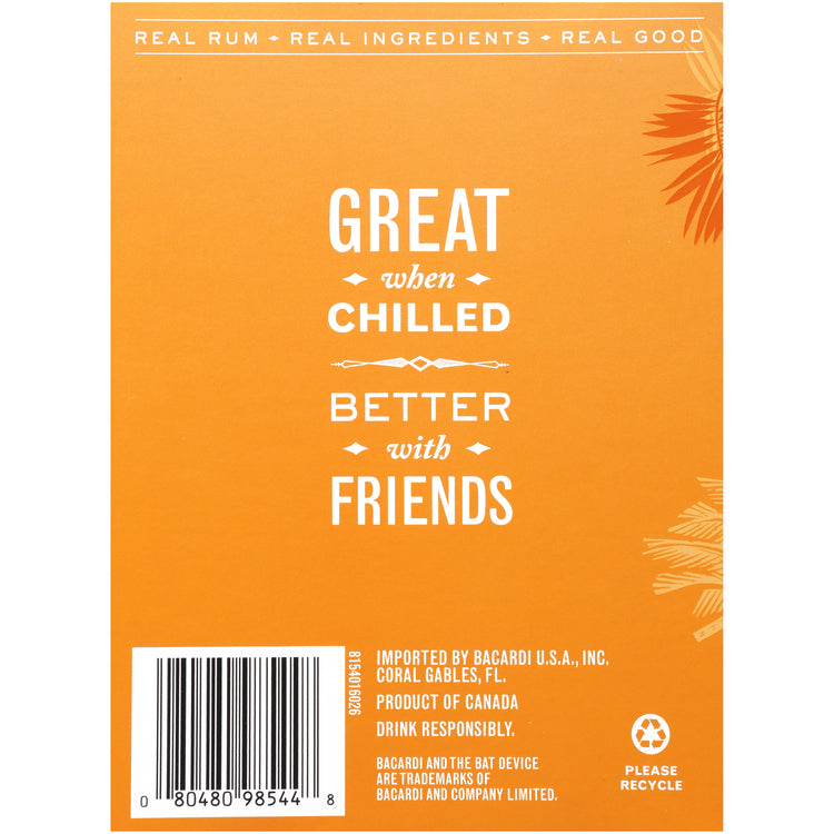 Bacardi Rum Punch Real Rum Cocktail 11.8 - 355ML - Back Label