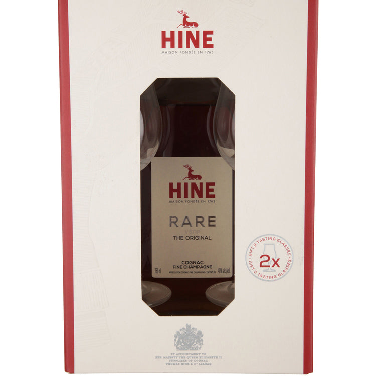 Hine Fine Champagne Cognac Vsop Rare The Original 80 W/ 2 Rocks Glasse - 750ML