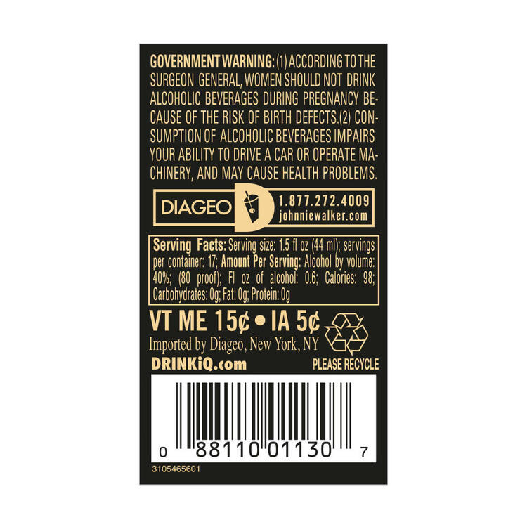 Johnnie Walker Blended Scotch Black Label 12 Yr 80 - 750ML