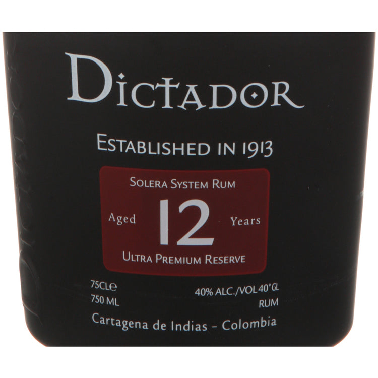 Dictador Aged Rum Solera System Ultra Premium Reserve 12 Yr 80 - 750ML - Front Label