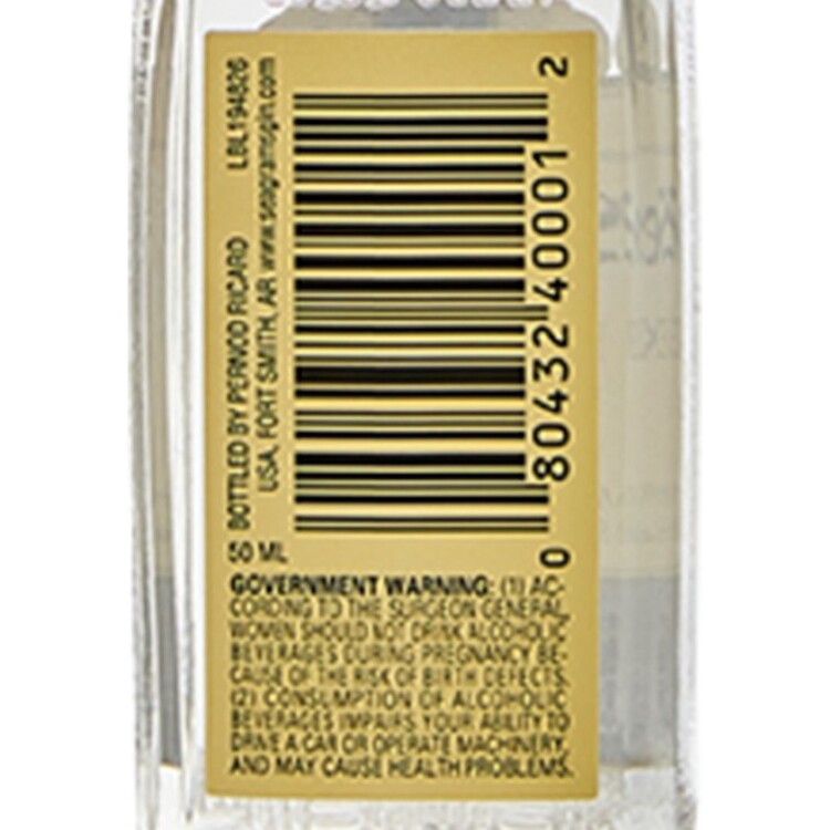 Seagram's Extra Dry Gin 80 - 50ML - Back Label