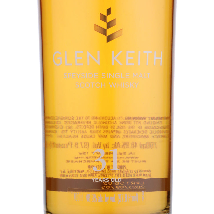 Glen Keith Single Malt Scotch Speyside 31 Yr 97.8 - 700ML - Front Label