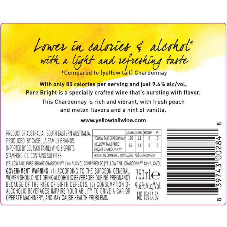 Yellow Tail Chardonnay Pure Bright South Australia - 1.5L
