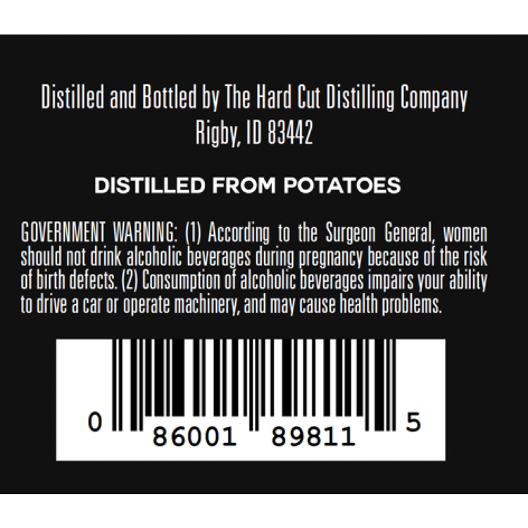 Hard Cut Potato Vodka 90 - 1.0L - Back Label