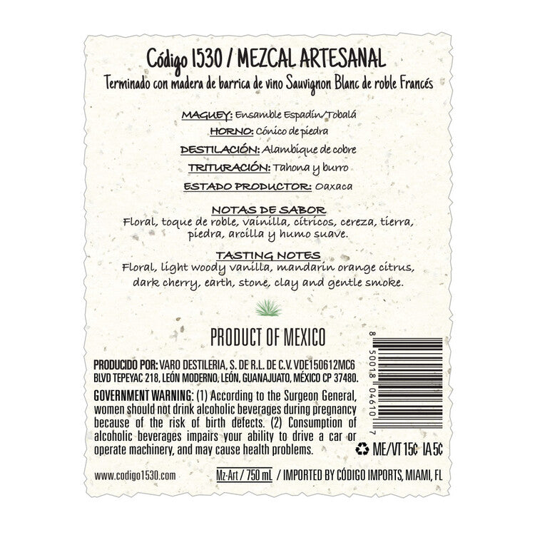 Codigo 1530 Mezcal Artesanal Joven 84.4 - 750ML
