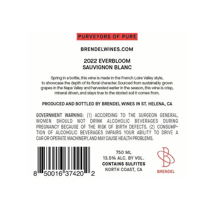 Brendel Wines Sauvignon Blanc Everbloom North Coast 2022 - 750ML