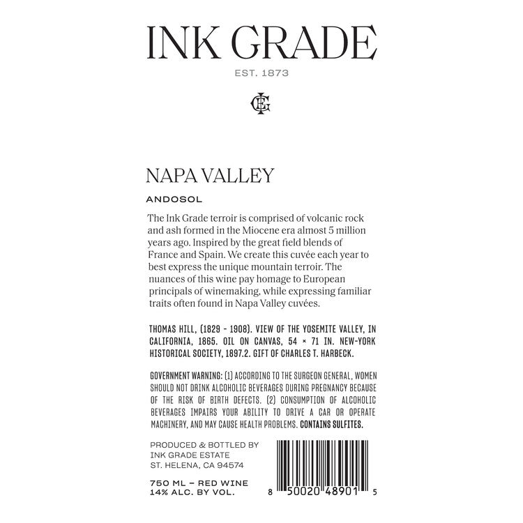 Ink Grade Red Wine Andosol Napa Valley 2018 - 750ML