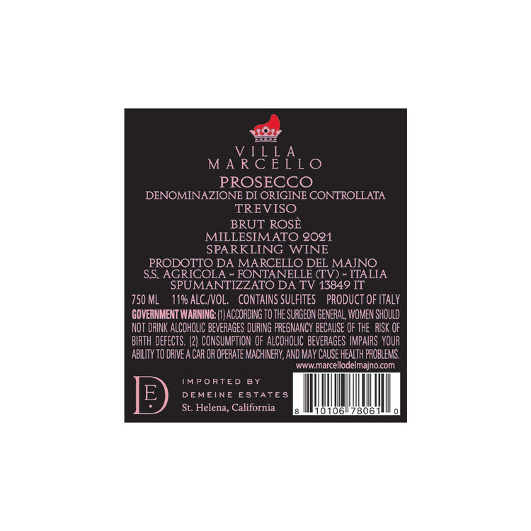 Villa Marcello Prosecco Treviso Rose Brut Millesimato 2021 - 750ML