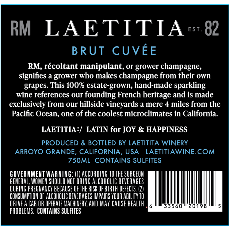 Laetitia Brut Cuvee Rm Arroyo Grande Valley - 750ML