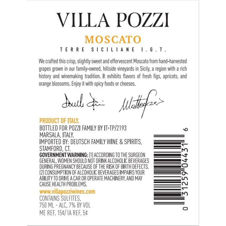 Villa Pozzi Moscato Terre Siciliane - 750ML