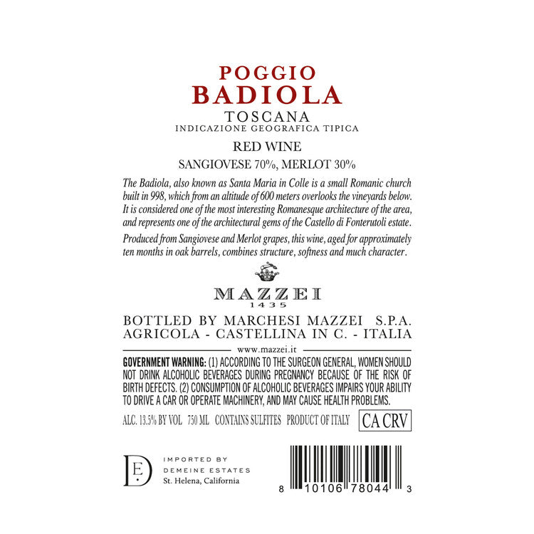 Mazzei Toscana Rosso Poggio Badiola 2021 - 750ML
