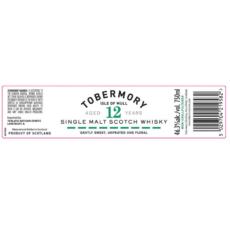 Tobermory Single Malt Scotch 12 Yr 92.6 - 750ML - Front Label