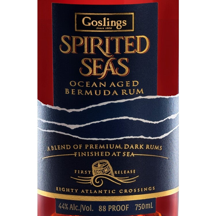 Goslings Ocean Aged Blended Dark Rum Spirited Seas Finished At Sea 88 - 750ML