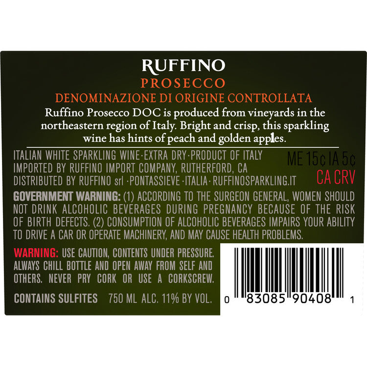 Ruffino Prosecco - 750ML - Back Label