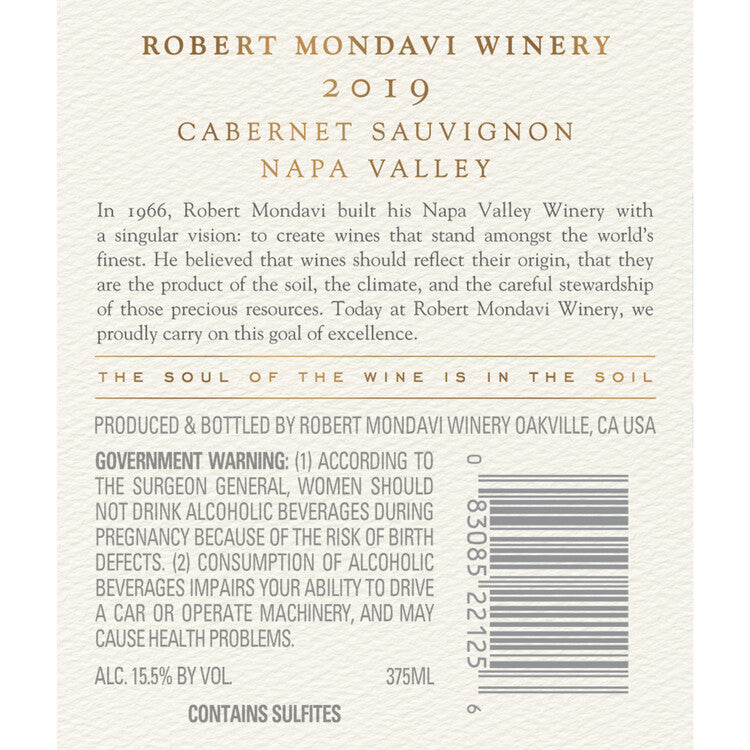 Robert Mondavi Winery Cabernet Sauvignon Napa Valley 2019 - 375ML