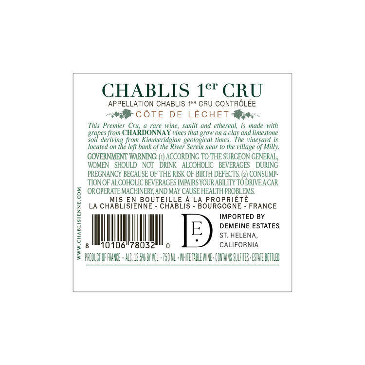 La Chablisienne Chablis Cote De Lechet Premier Cru 2020 - 750ML
