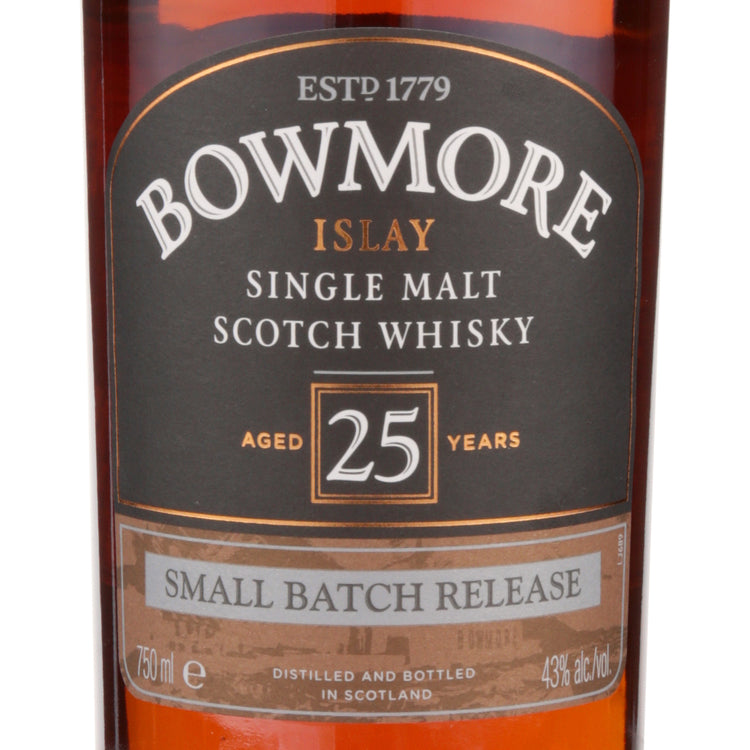Bowmore Single Malt Scotch Small Batch Release 25 Yr 86 - 750ML - Front Label