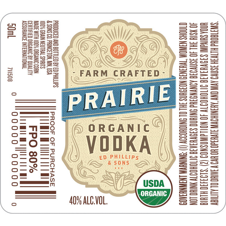 Prairie Vodka 80 - 50ML - Front Label