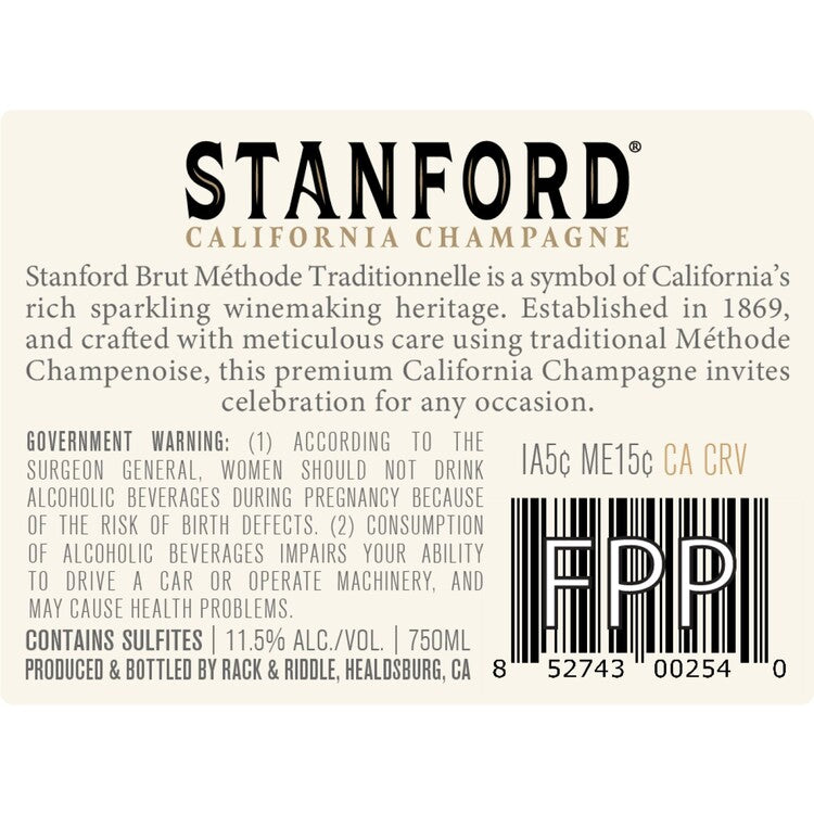 Stanford Brut Method Traditionelle California - 750ML - Back Label