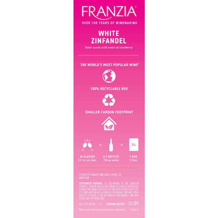 Franzia White Zinfandel International - 5.0L
