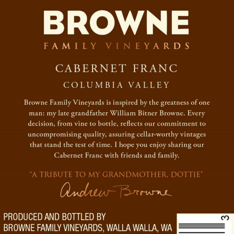 Browne Family Vineyards Cabernet Franc Premier Collection Columbia Val - 750ML
